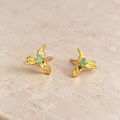 Raw Emerald Hummingbird Earrings | Gold-Plated Bronze | Bellalu