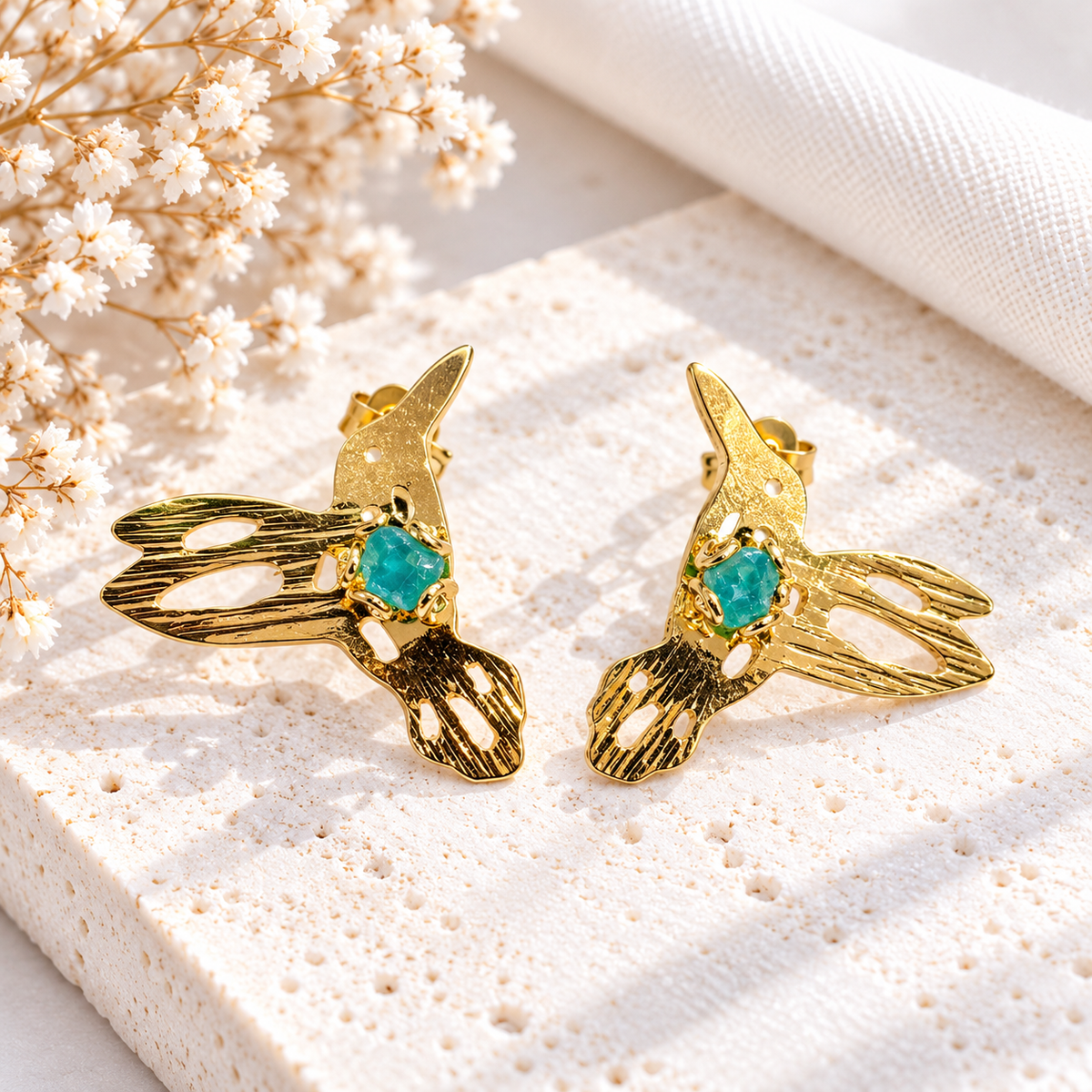 Boucles d'oreilles colibris faites à la main