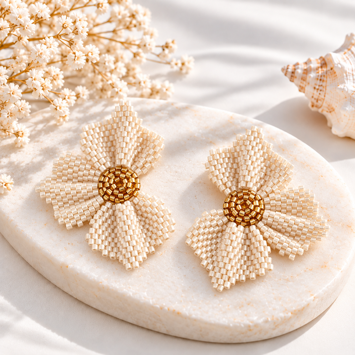 Jannesita Flower Miyuki Earrings | Handmade Beaded Jewelry | Bellalu