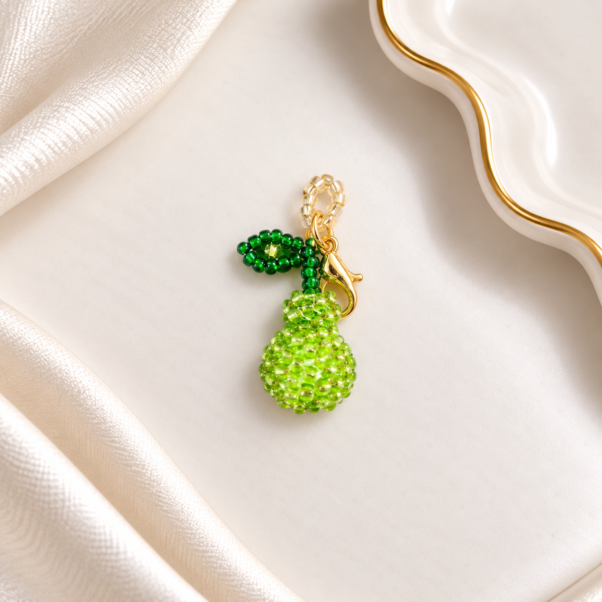 Pear Charm Necklace with Miyuki Beads | Elegant Jewelry