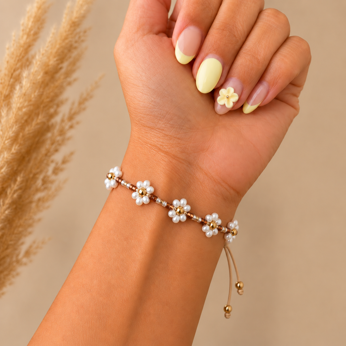 Handmade Daisy Beaded Bracelet | Adjustable Miyuki Bracelet | Bellalu