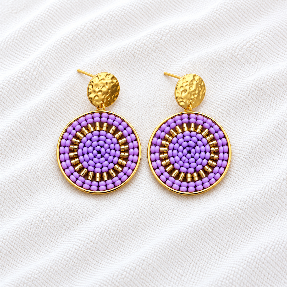 Celina Earrings | Turquoise & Gold Beaded Statement Earrings | Bellalu Jewelry