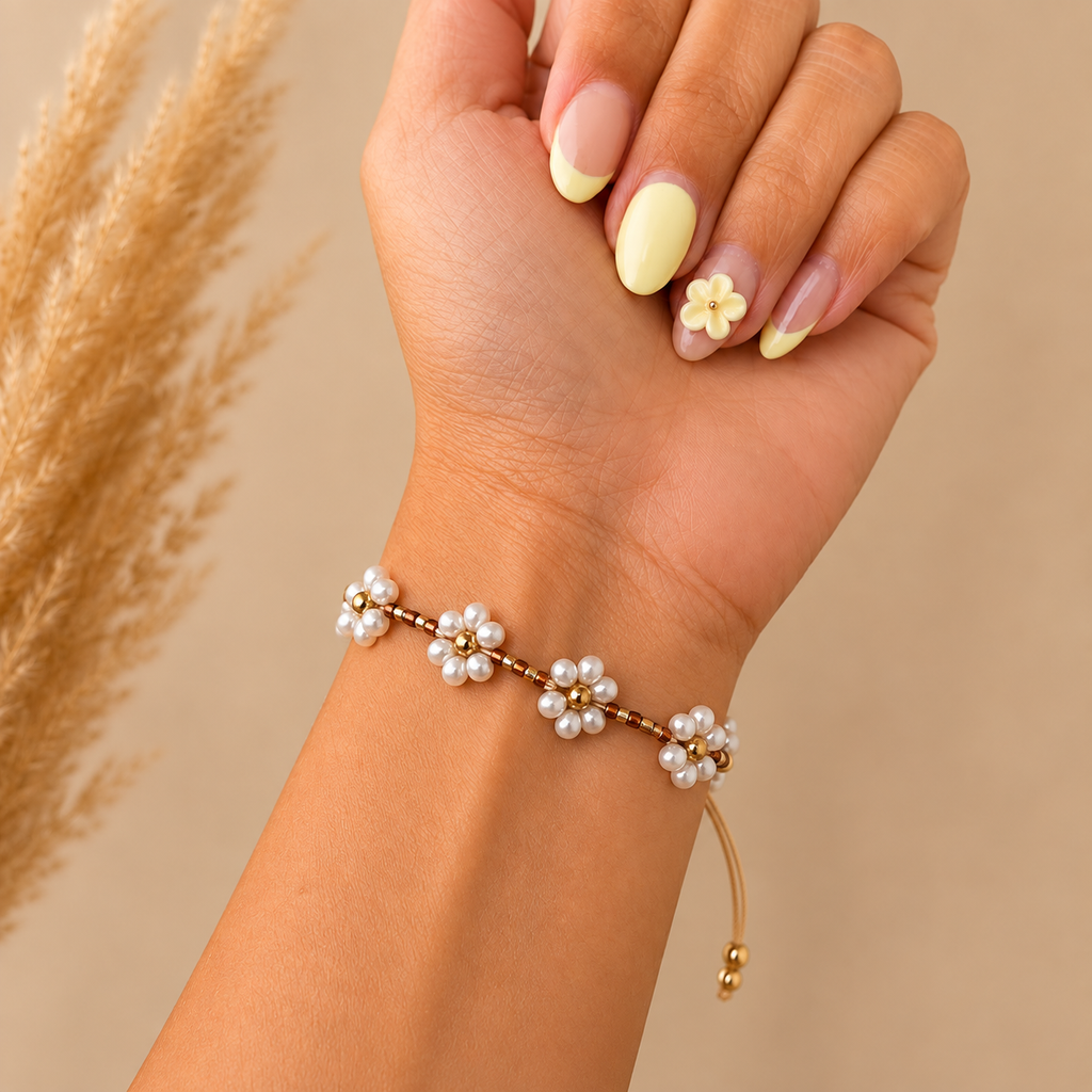 Handmade Daisy Beaded Bracelet | Adjustable Miyuki Bracelet | Bellalu