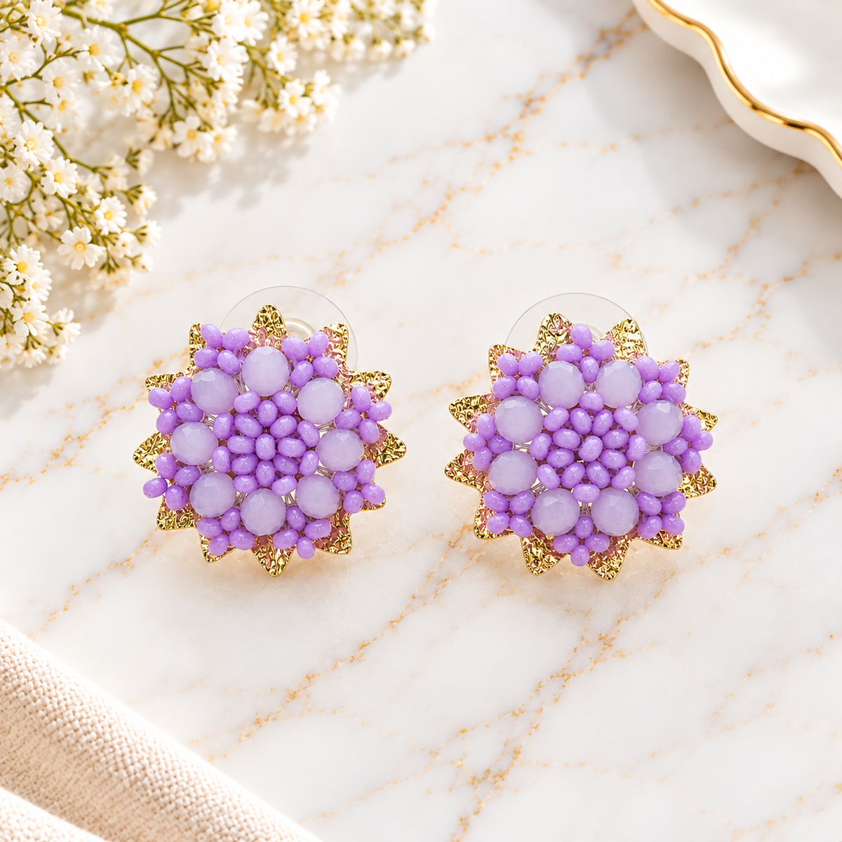 Stars Earrings | Gold-Plated Bronze Jewelry
