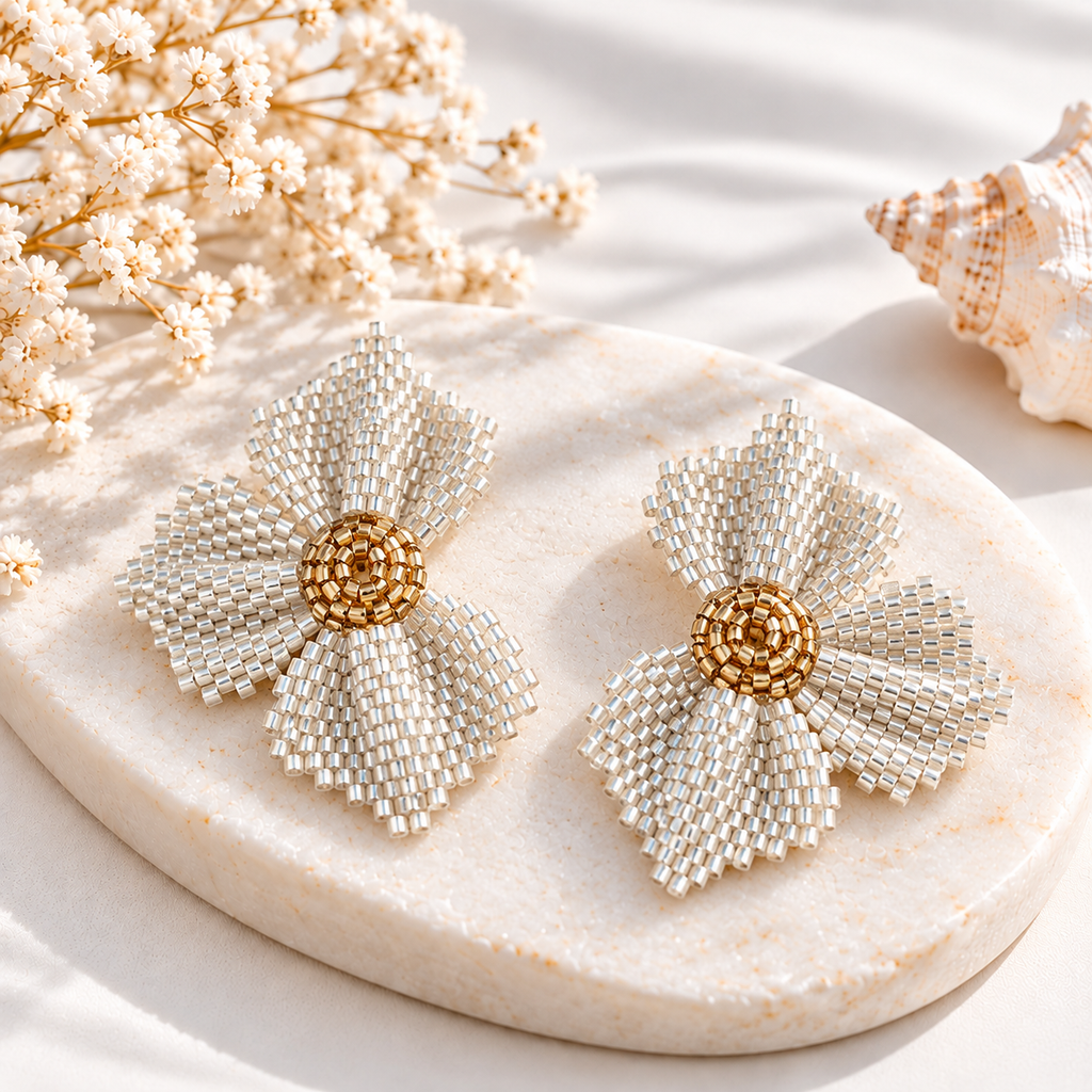 Jannesita Flower Miyuki Earrings | Handmade Beaded Jewelry | Bellalu