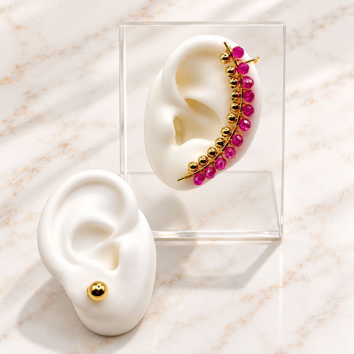 Darina Ear Wraps | Handmade Beaded Gold Ear Cuff Earrings | Bellalu Jewelry