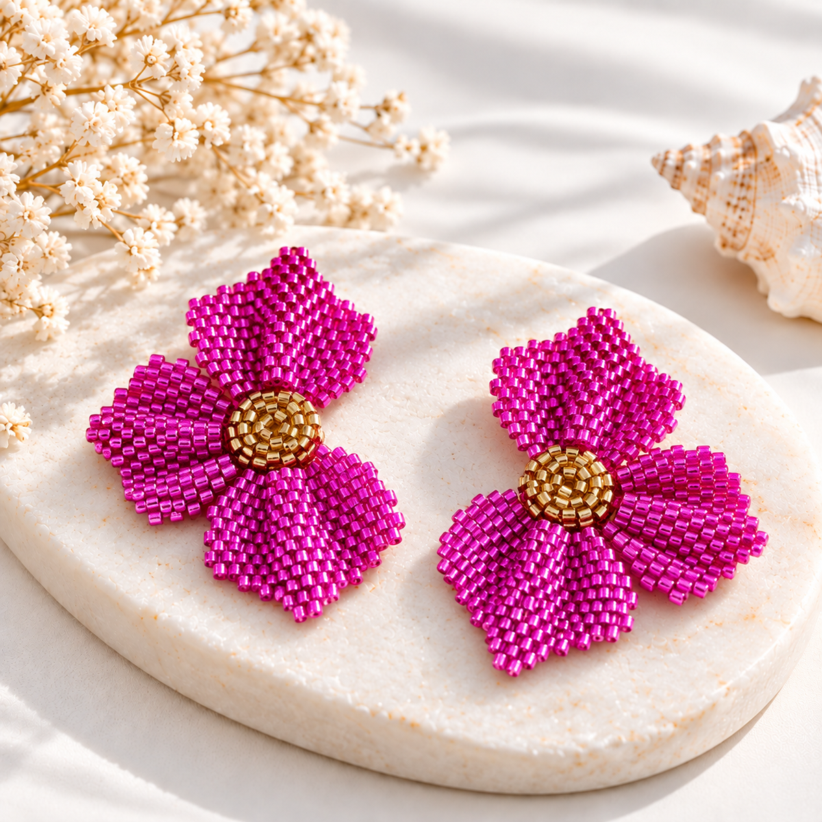 Jannesita Flower Miyuki Earrings | Handmade Beaded Jewelry | Bellalu