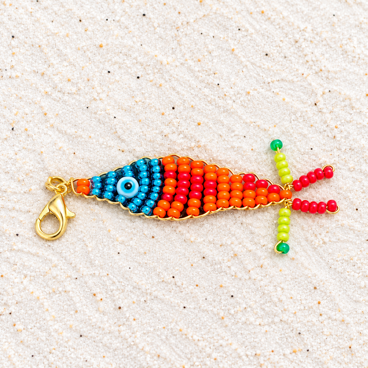 Beaded Fish Charm – Colorful Handmade Mostacilla Beads