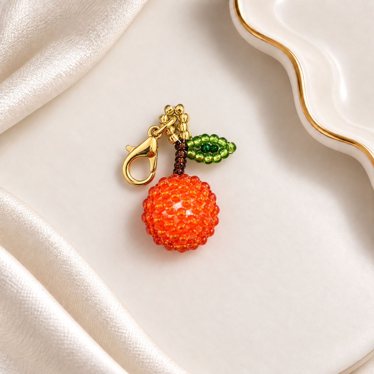 Orange Miyuki Bead Charm – Elegant Handmade Jewelry