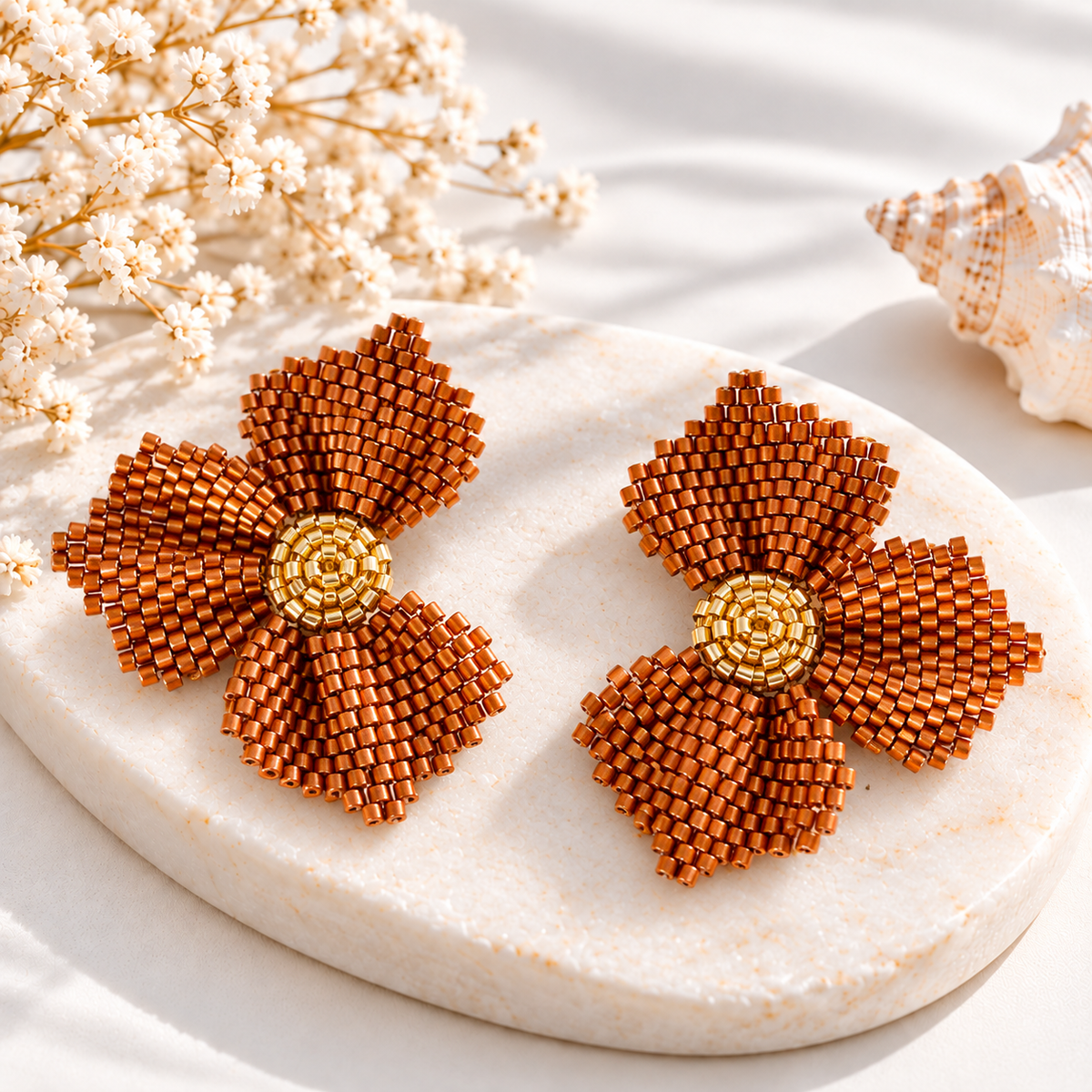 Jannesita Flower Miyuki Earrings | Handmade Beaded Jewelry | Bellalu