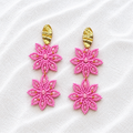 Carnaval Earrings | Handmade Pink Beaded Flower Statement Earrings | Bellalu Jewelry