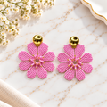 Azago Earrings | Handmade Pink Beaded Flower Earrings | Bellalu Jewelry