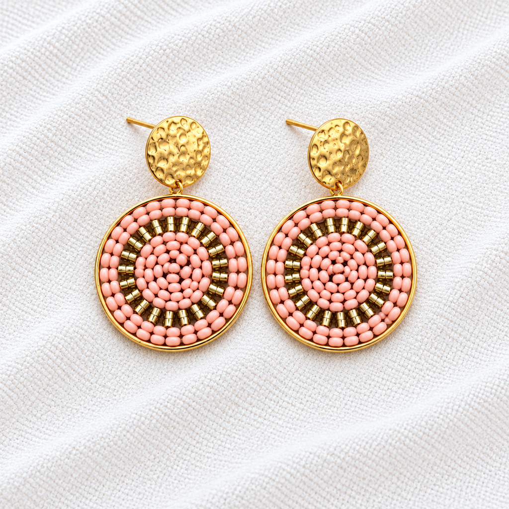 Celina Earrings | Turquoise & Gold Beaded Statement Earrings | Bellalu Jewelry