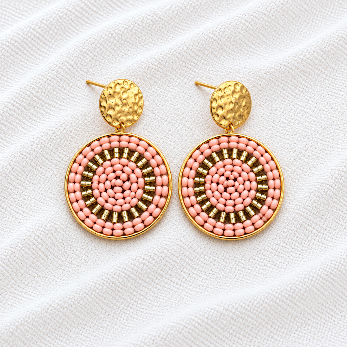 Celina Earrings | Turquoise & Gold Beaded Statement Earrings | Bellalu Jewelry