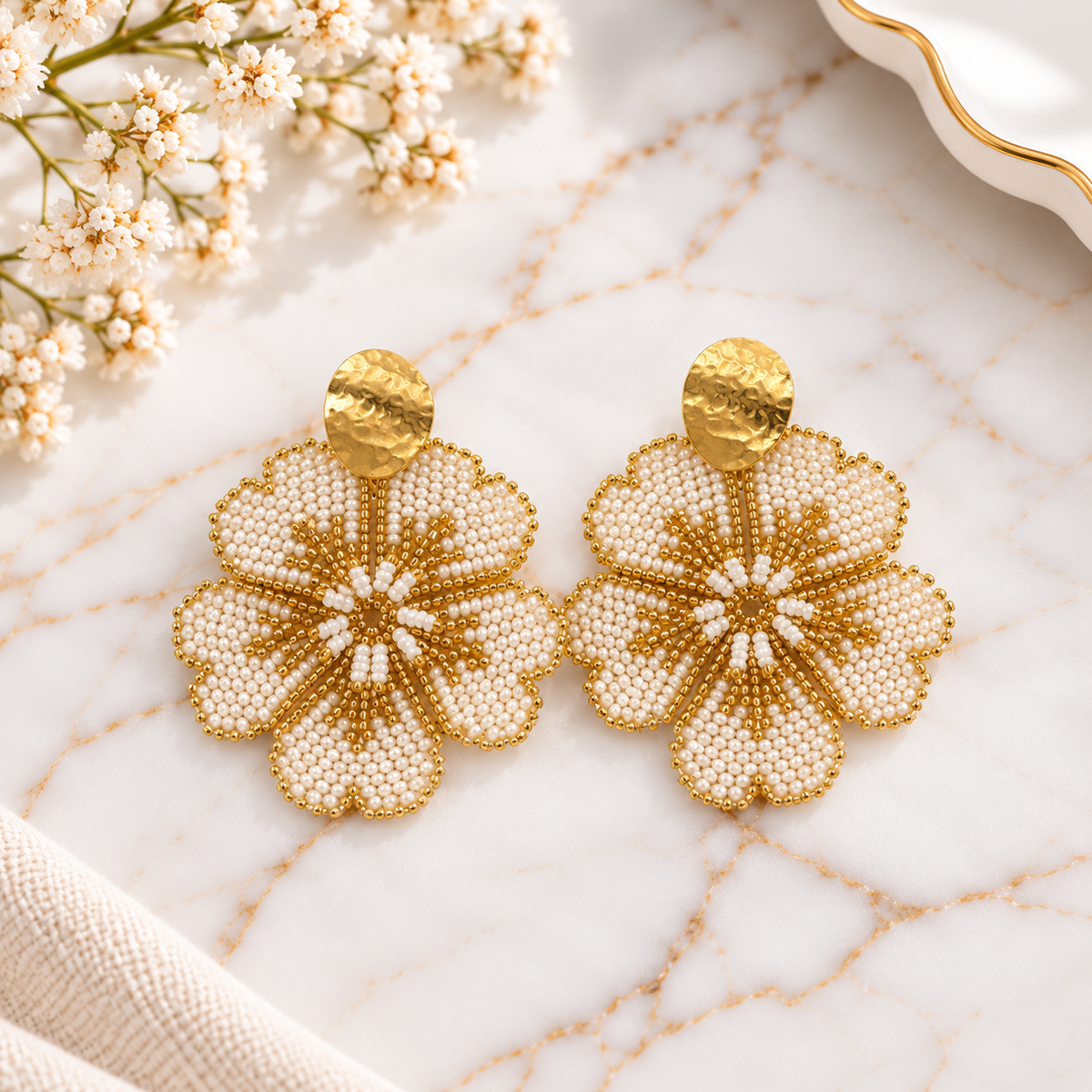 Corazón Earrings | Handmade Miyuki Beaded Statement Earrings | Bellalu Jewelry