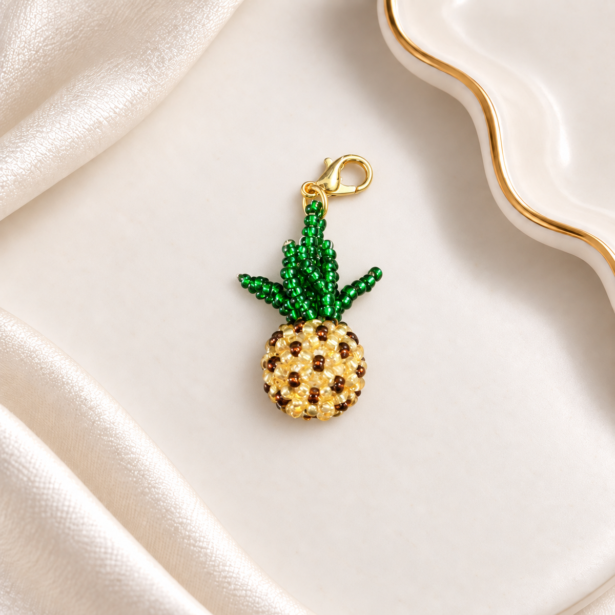 Pineapple Charm with Miyuki Beads | Tropical Jewelry