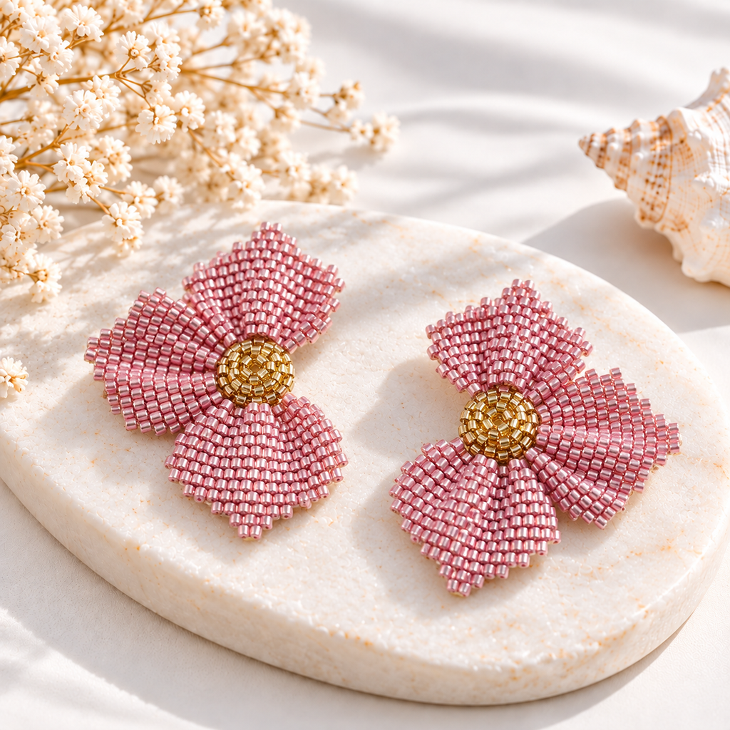 Karen Flower Miyuki Galvanized Earrings | Handmade Beaded Jewelry | Bellalu