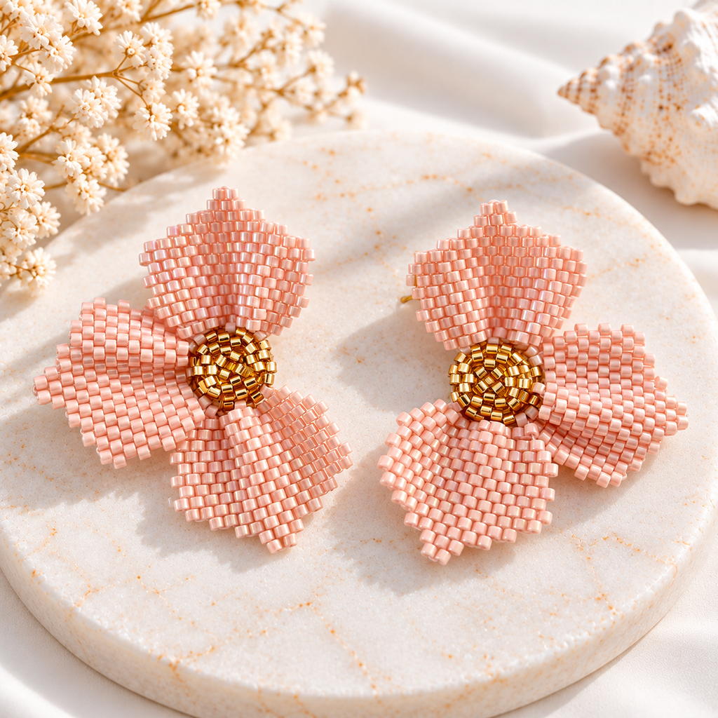 Jannesita Flower Miyuki Earrings | Handmade Beaded Jewelry | Bellalu