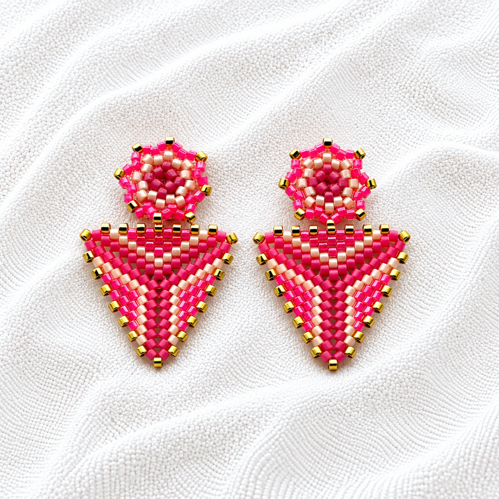 Azteca Earrings | Handmade Miyuki Beaded Statement Earrings | Bellalu