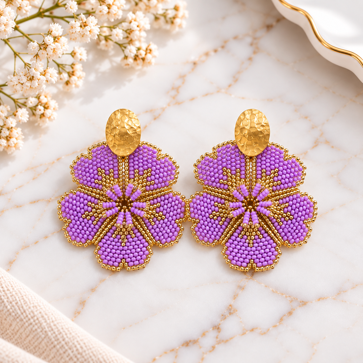 Corazón Earrings | Handmade Miyuki Beaded Statement Earrings | Bellalu Jewelry