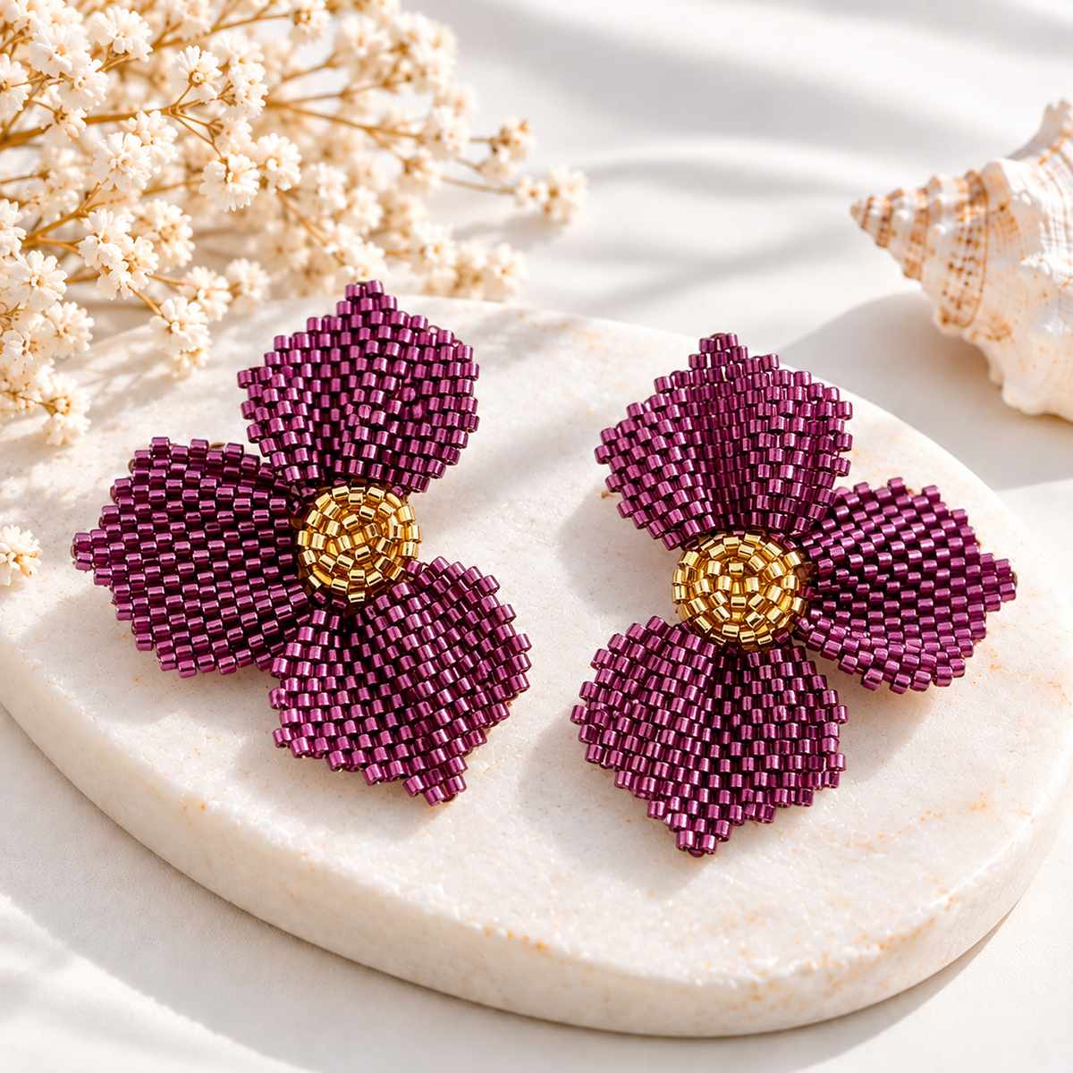 Jannesita Flower Miyuki Earrings | Handmade Beaded Jewelry | Bellalu
