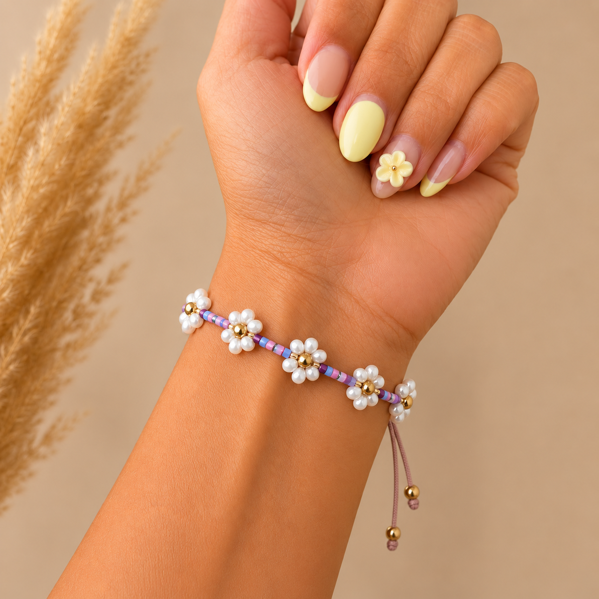 Handmade Daisy Beaded Bracelet | Adjustable Miyuki Bracelet | Bellalu
