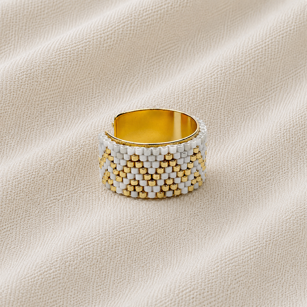 Ahuva Miyuki Adjustable Ring | Handmade Beaded Jewelry
