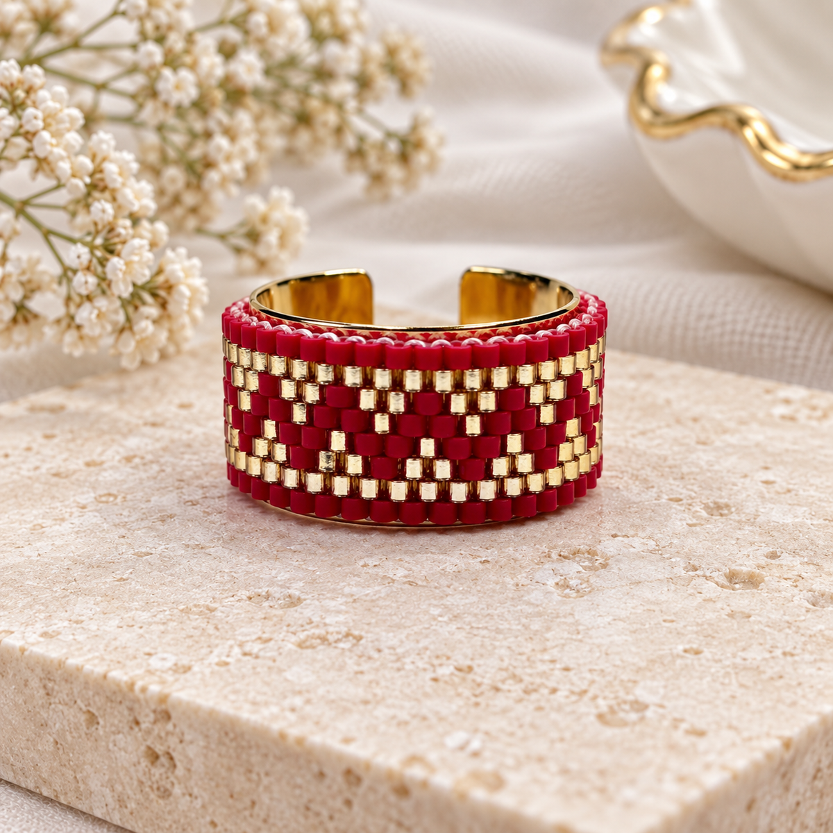 Baruch Adjustable Ring | Handmade Miyuki Beaded Ring | Bellalu Jewelry
