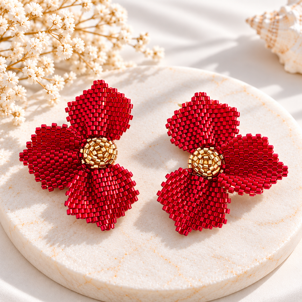 Jannesita Flower Miyuki Earrings | Handmade Beaded Jewelry | Bellalu
