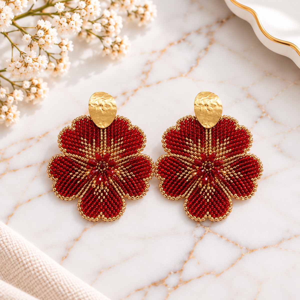 Corazón Earrings | Handmade Miyuki Beaded Statement Earrings | Bellalu Jewelry