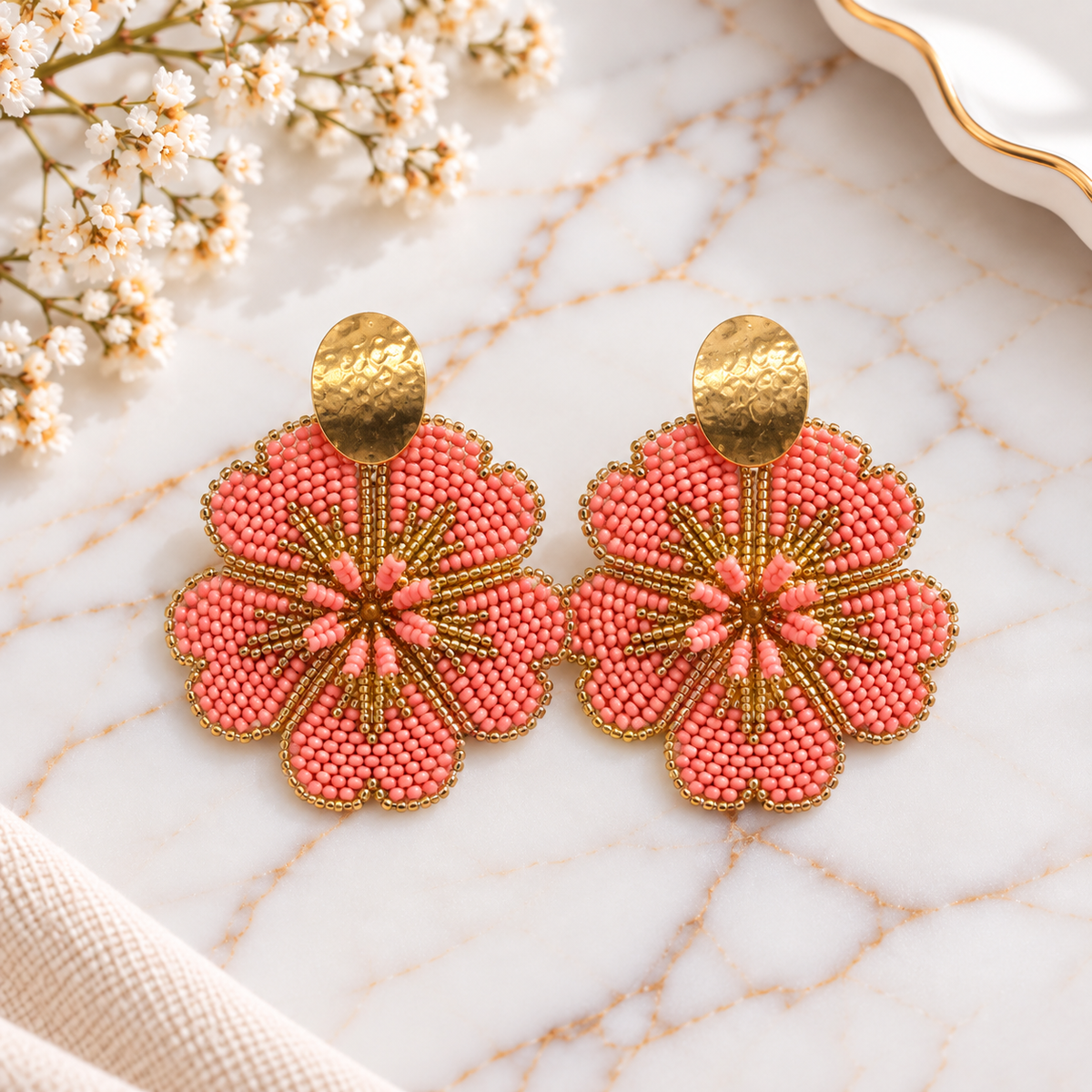 Corazón Earrings | Handmade Miyuki Beaded Statement Earrings | Bellalu Jewelry