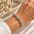 Silver Bead Bracelet | Handmade Bronze & Silver-Plated Statement Bracelet