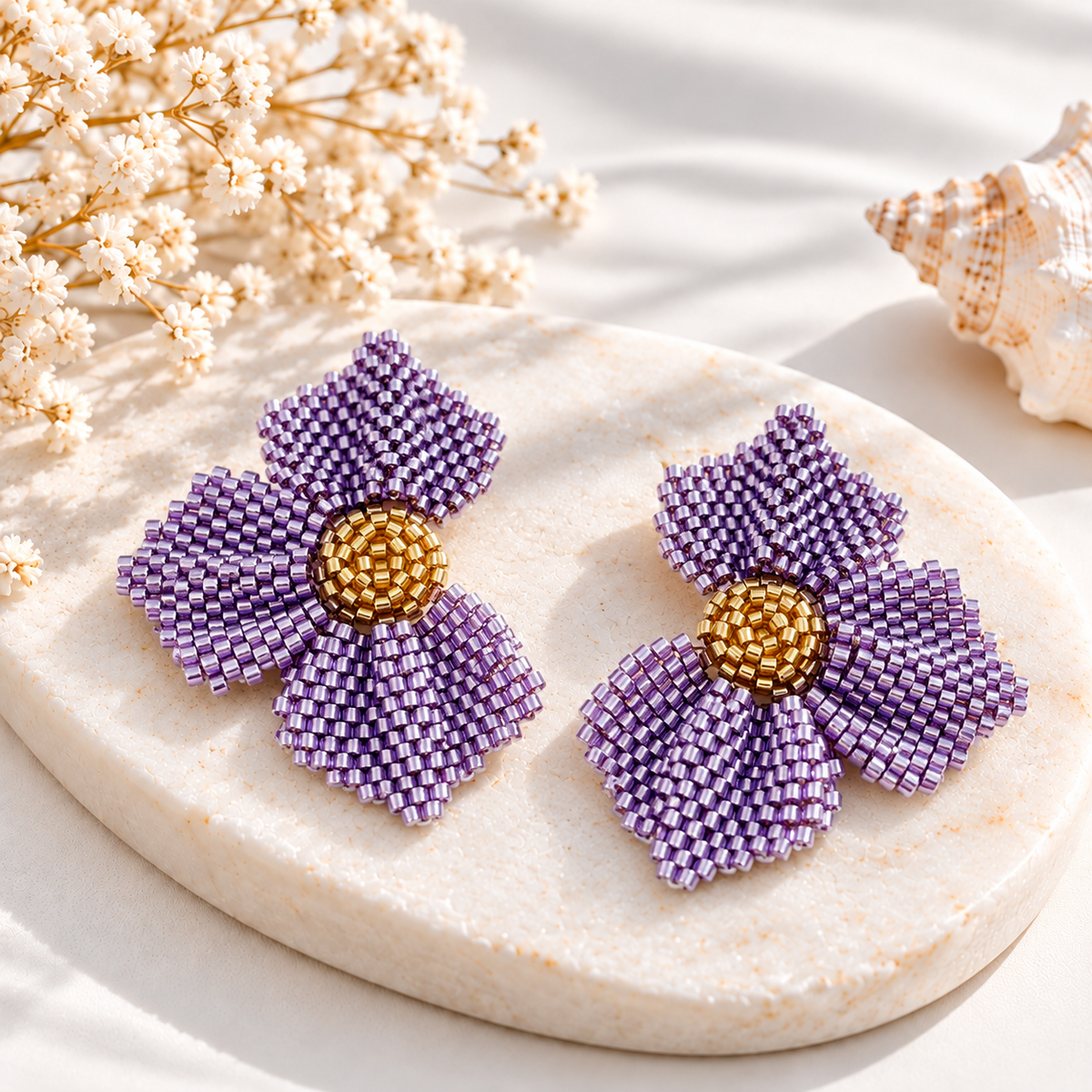 Jannesita Flower Miyuki Earrings | Handmade Beaded Jewelry | Bellalu