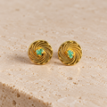 Raw Emerald  Spiral Swirl Earrings | Gold-Plated Bronze | Bellalu