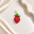 Strawberry Miyuki Bead Charm | Handmade Beaded Jewelry