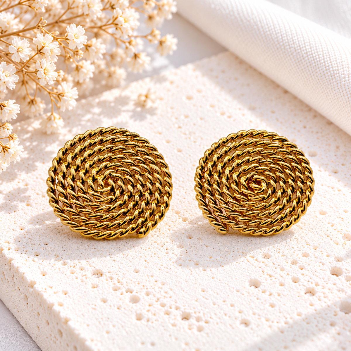 Trisha Spiral Earrings | Handmade Bronze & Gold-Plated
