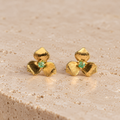 Raw Emerald  Trillium Flower Earrings | Gold-Plated Bronze | Bellalu