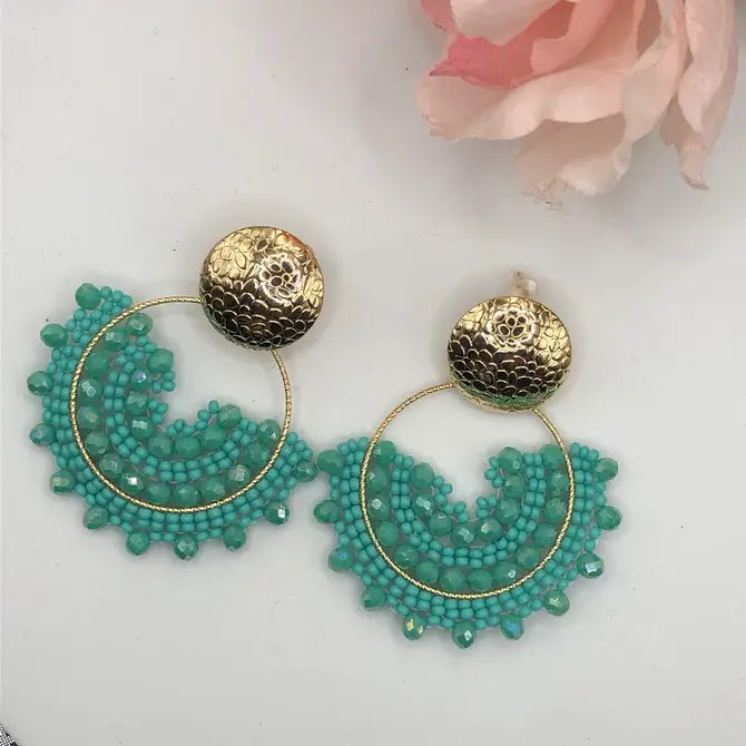 Handmade Circle Fan Shape Mostcilla Colombian Earrings