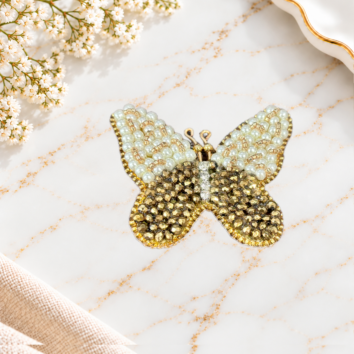 Handmade Butterfly Brooch – Embroidered Floral Jewelry