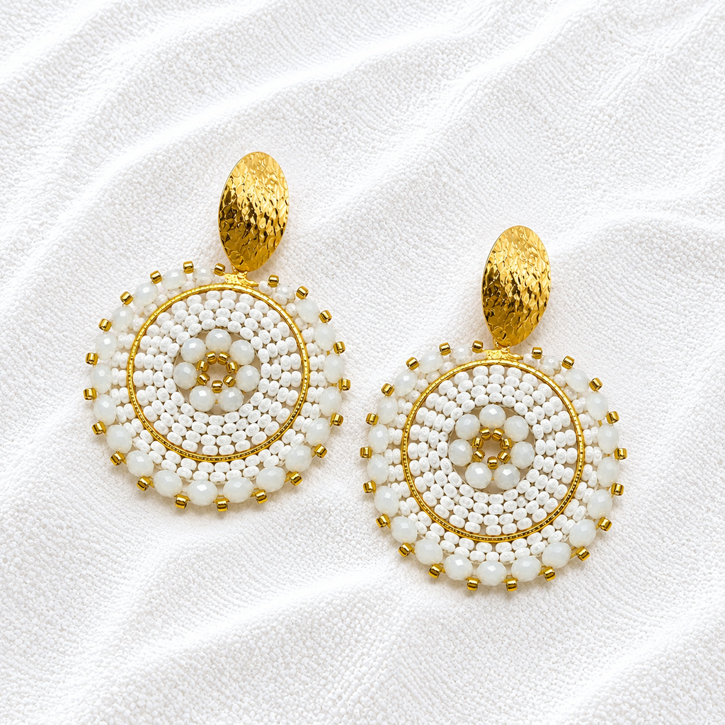 Brielle Earrings | Handmade Mostacilla Beaded Statement Earrings | Bellalu Jewelry