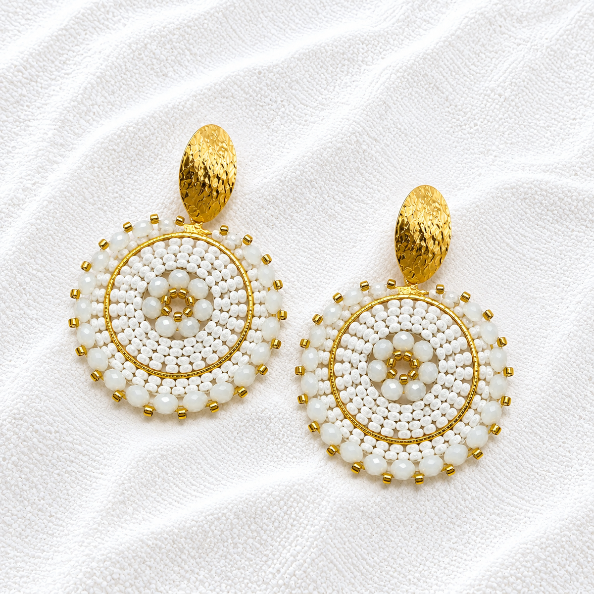 Brielle Earrings | Handmade Mostacilla Beaded Statement Earrings | Bellalu Jewelry