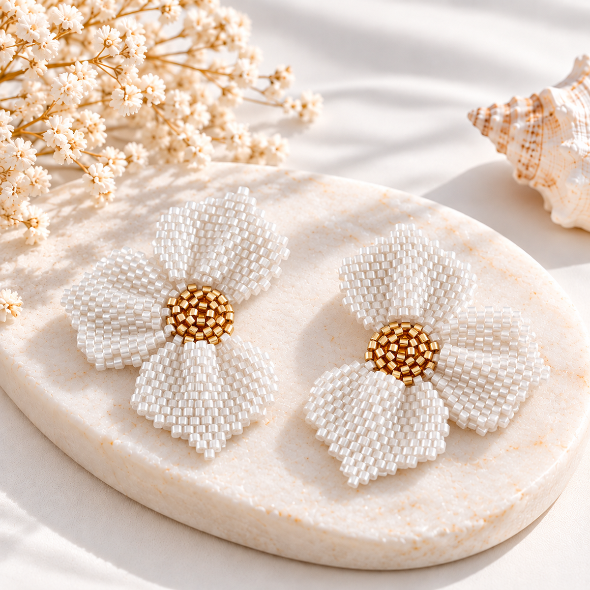 Jannesita Flower Miyuki Earrings | Handmade Beaded Jewelry | Bellalu