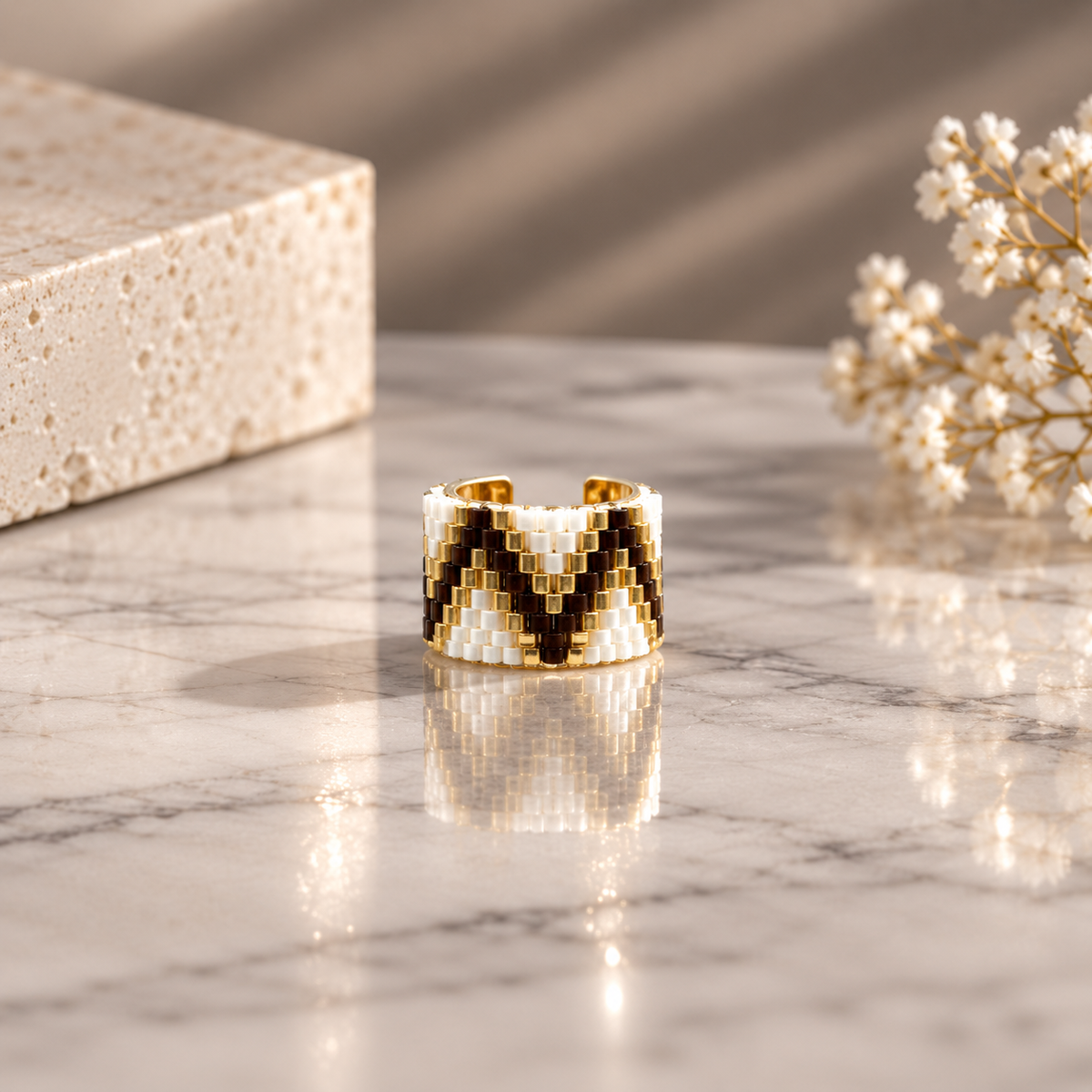 Hevel Gold-Plated Miyuki Bead Ear Cuff|Bellalu