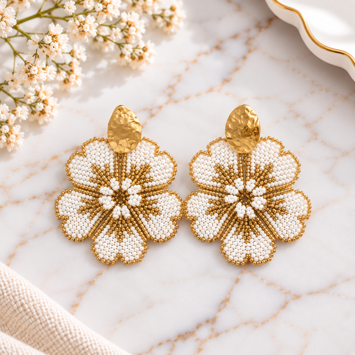 Corazón Earrings | Handmade Miyuki Beaded Statement Earrings | Bellalu Jewelry