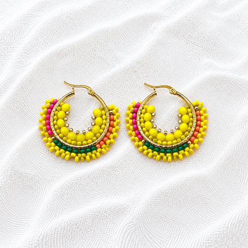 Aviv Earrings | Handmade Miyuki Beaded Hoops | Bellalu Jewelry