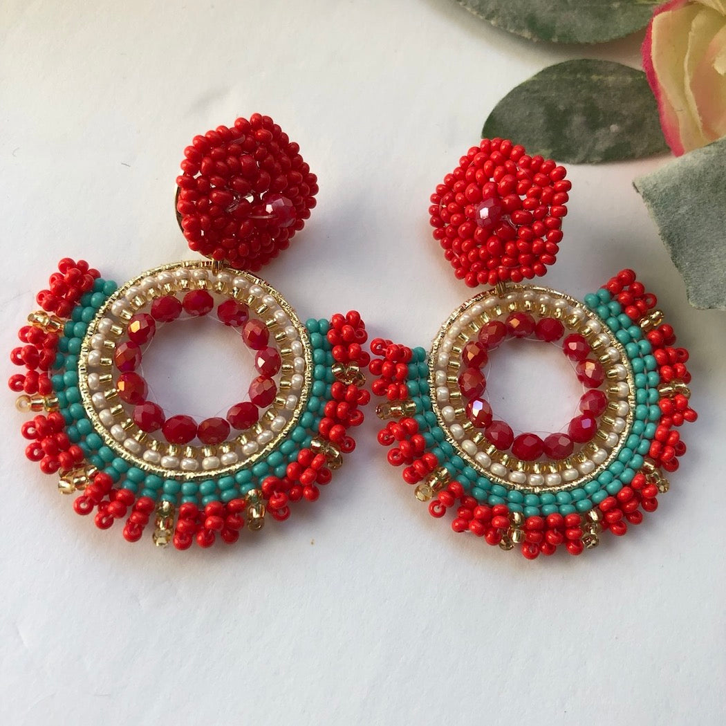 Seed bead earrings tutorial for beginners, brick stitch and bead fringes -  YouTube
