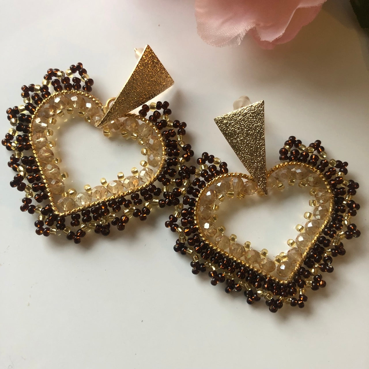 Handmade Woven Heart Shape Earrings